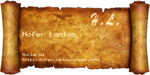 Hofer Lantos névjegykártya
